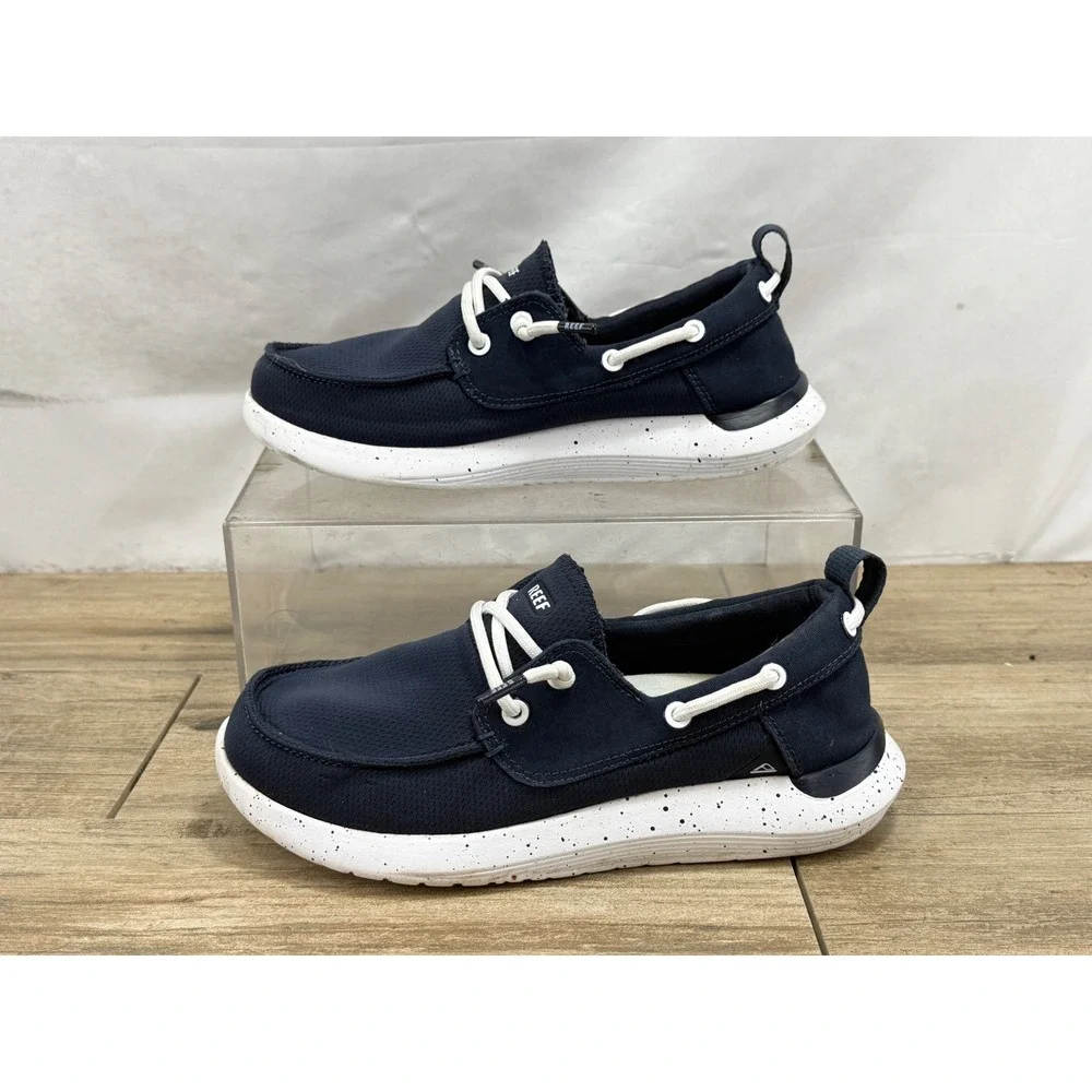 Reef Swellsole Pier Mens Navy Blue Boat Shoe Sneaker Slip On Size 8.5